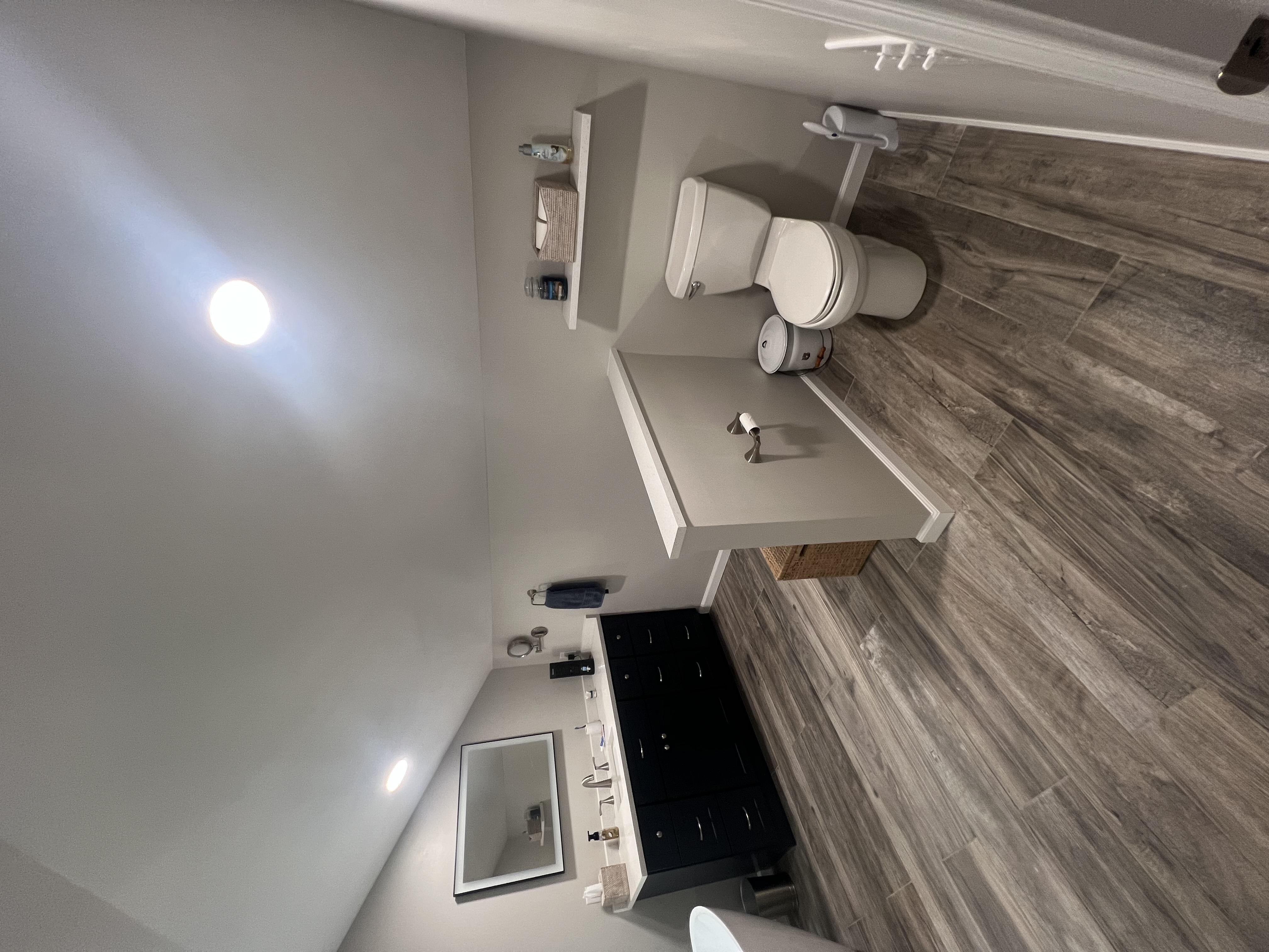 Renovated Tiled standup shower with bench